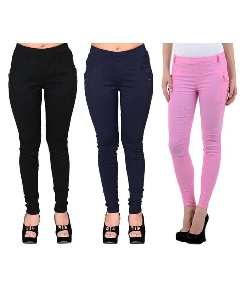     			FeelBlue Poly Cotton Jeggings - Multi Color