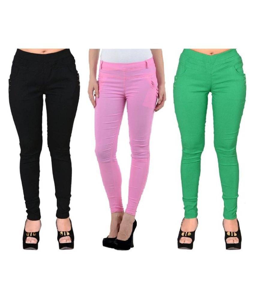     			FeelBlue Poly Cotton Jeggings - Multi Color