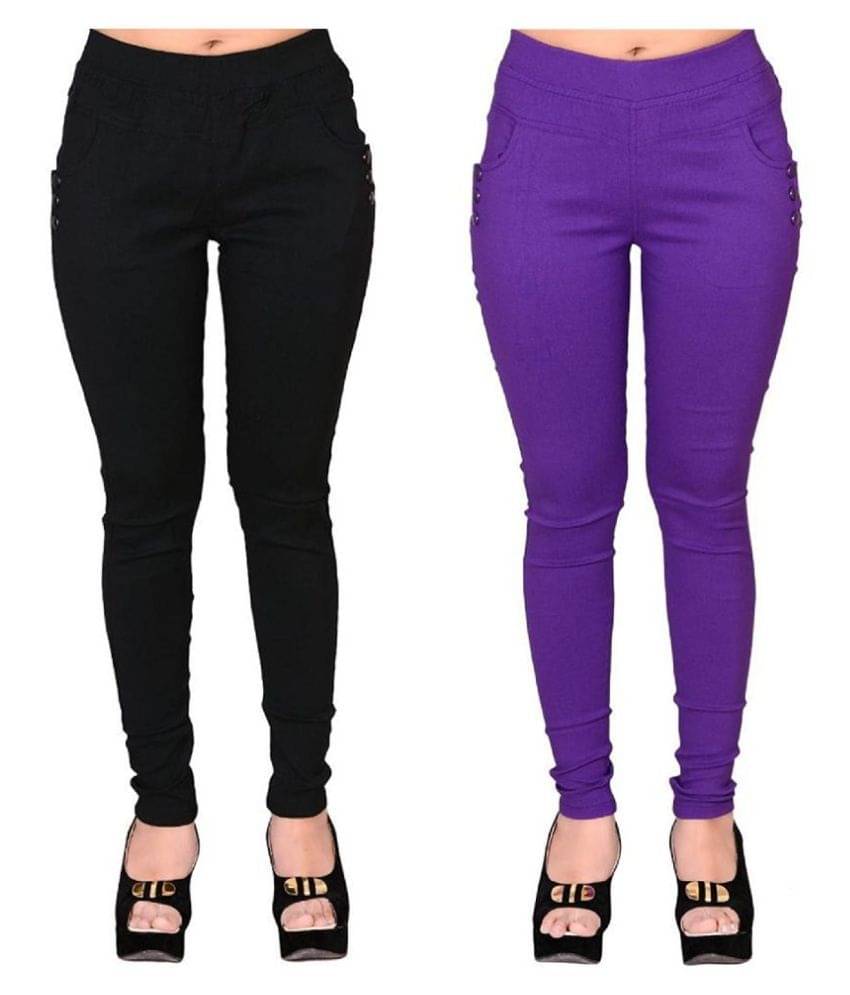     			FeelBlue Poly Cotton Jeggings - Multi Color
