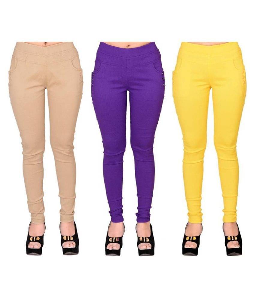     			FeelBlue Poly Cotton Jeggings - Multi Color