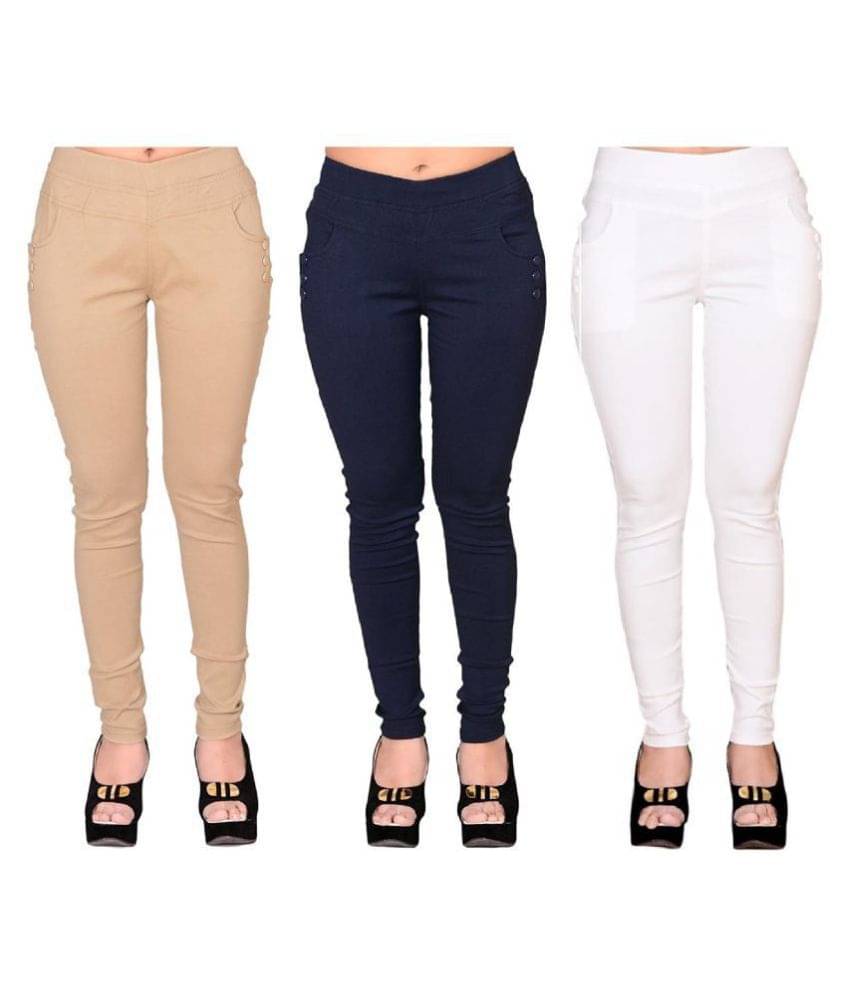     			FeelBlue Poly Cotton Jeggings - Multi Color