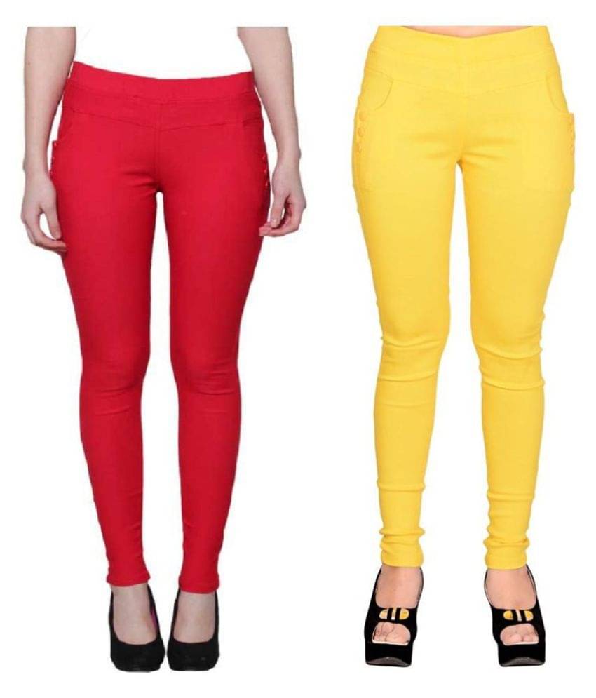     			FeelBlue Poly Cotton Jeggings - Multi Color