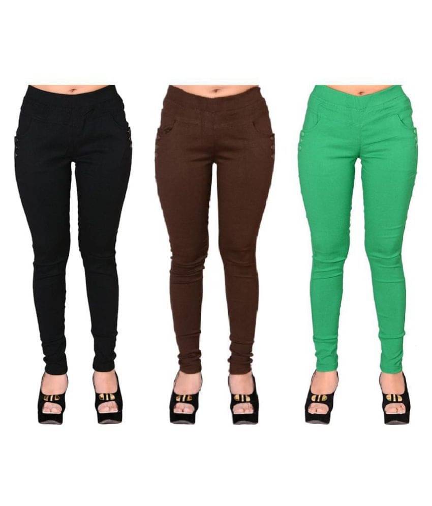     			FeelBlue Poly Cotton Jeggings - Multi Color