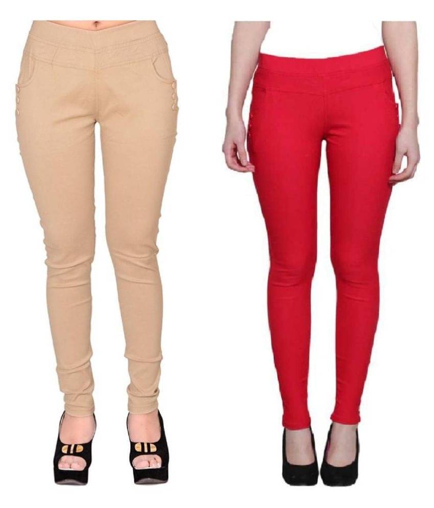     			FeelBlue Poly Cotton Jeggings - Multi Color