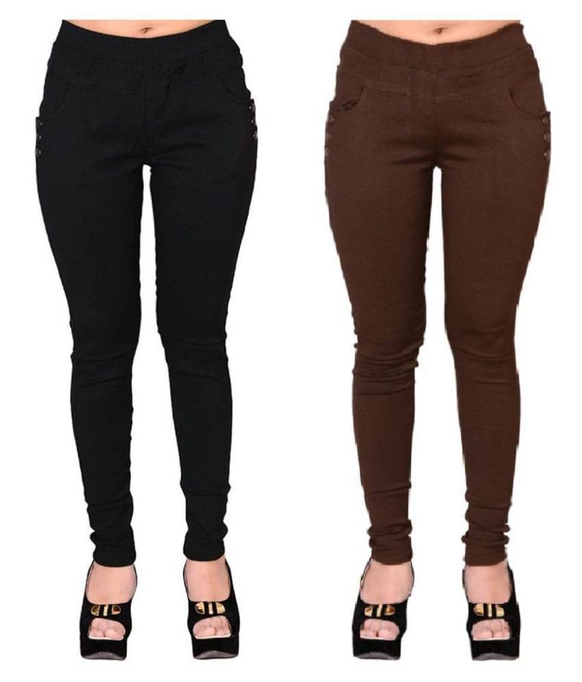     			FeelBlue Poly Cotton Jeggings - Multi Color