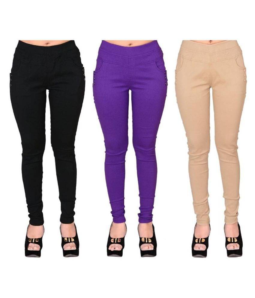     			FeelBlue Poly Cotton Jeggings - Multi Color