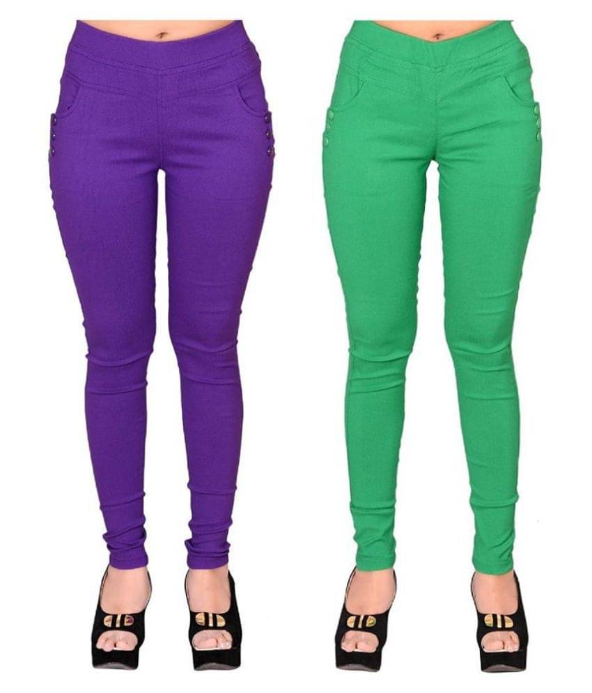     			FeelBlue Poly Cotton Jeggings - Multi Color
