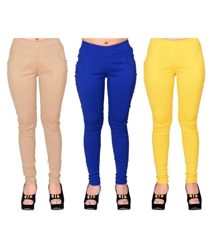     			FeelBlue Poly Cotton Jeggings - Multi Color