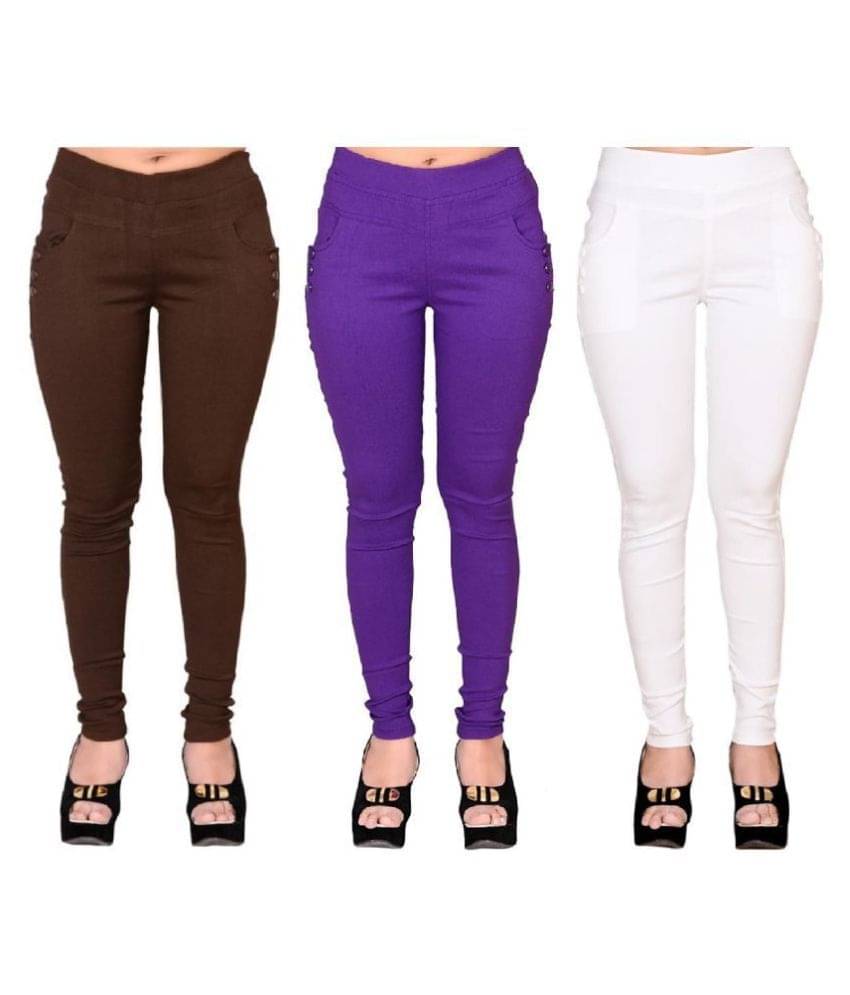     			FeelBlue Poly Cotton Jeggings - Multi Color