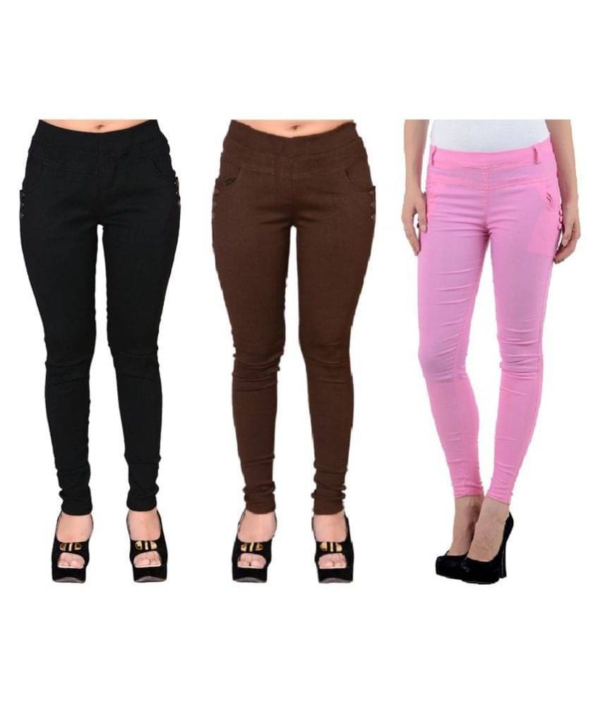     			FeelBlue Poly Cotton Jeggings - Multi Color