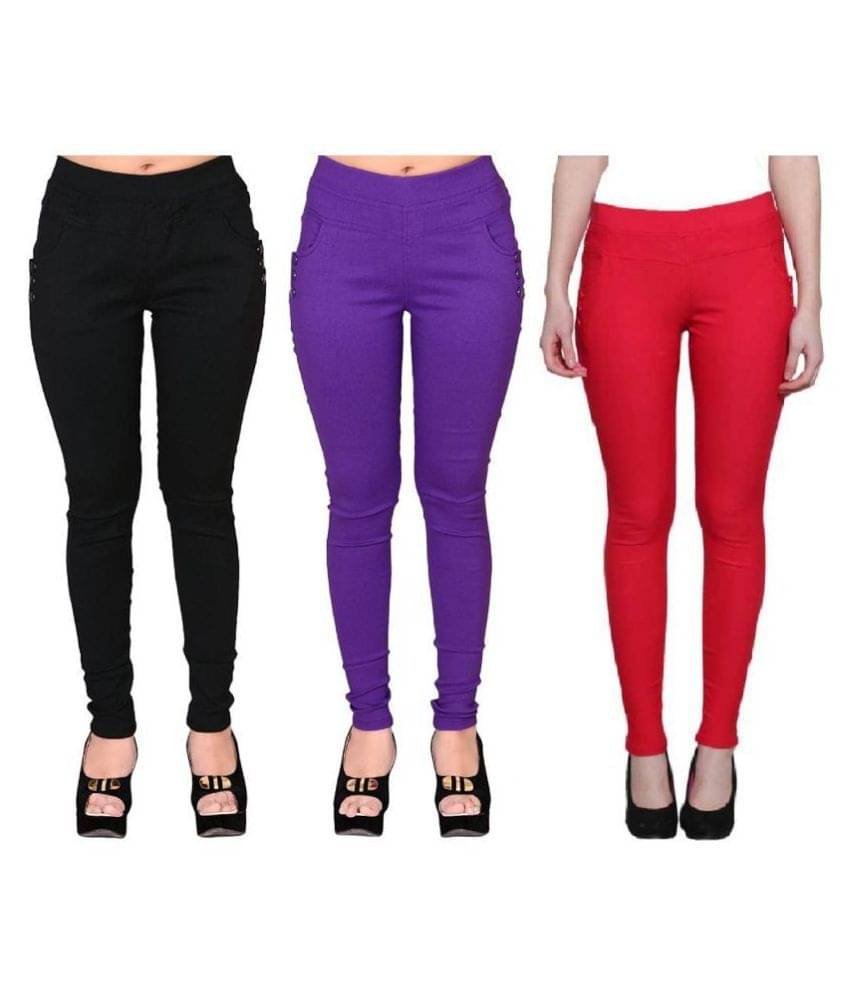     			FeelBlue Poly Cotton Jeggings - Multi Color