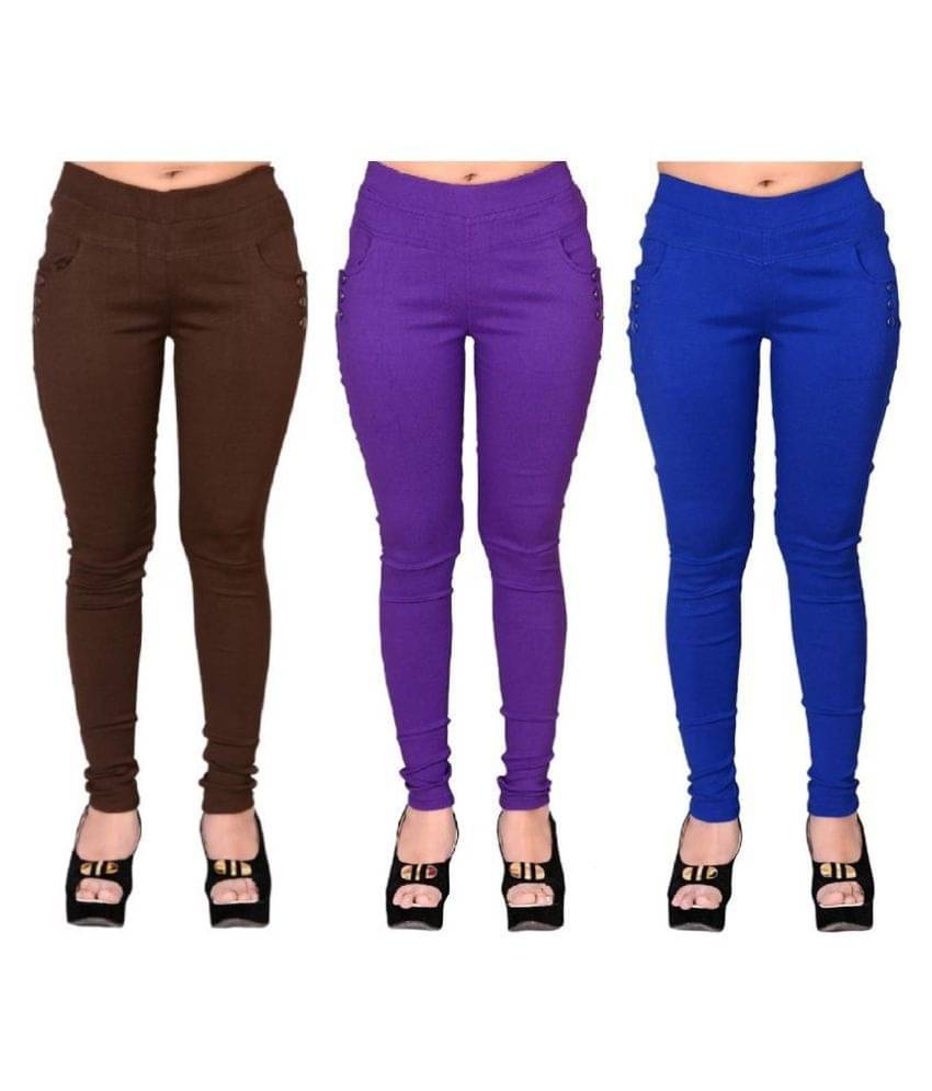     			FeelBlue Poly Cotton Jeggings - Multi Color