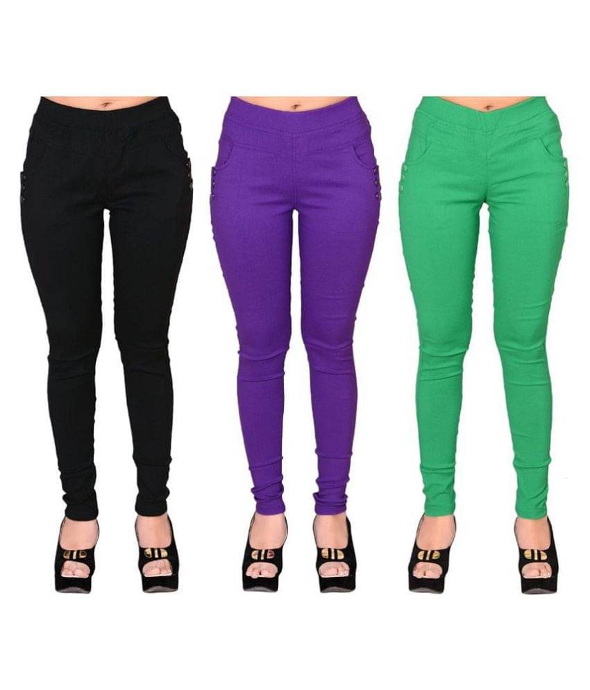     			FeelBlue Poly Cotton Jeggings - Multi Color