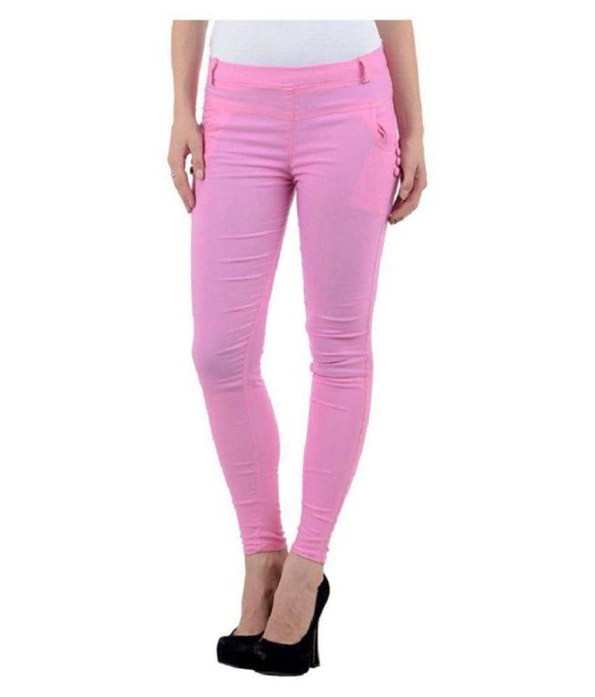     			FeelBlue Poly Cotton Jeggings - Pink