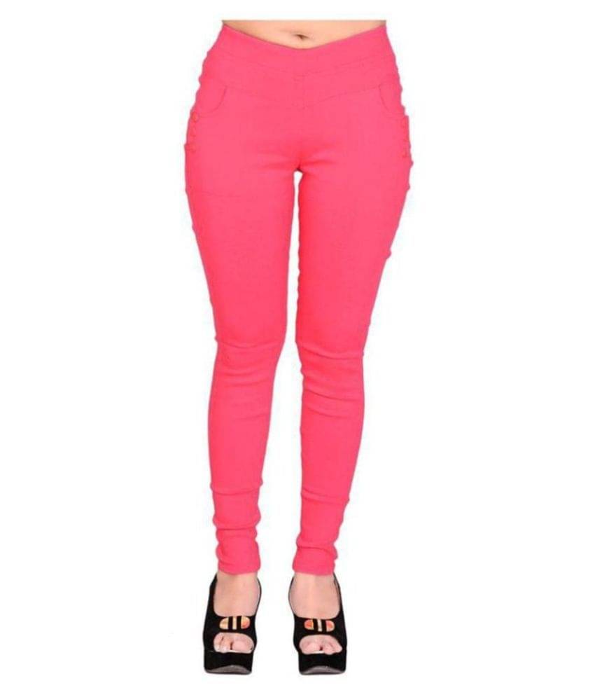     			FeelBlue Poly Cotton Jeggings - Pink