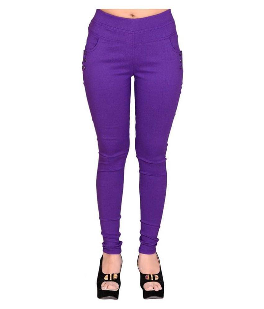     			FeelBlue Poly Cotton Jeggings - Purple