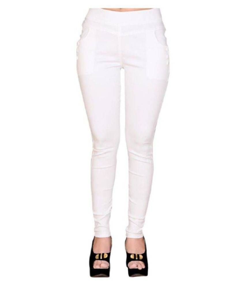     			FeelBlue Poly Cotton Jeggings - White