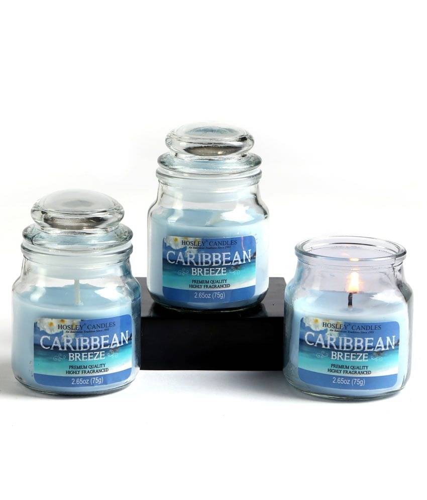     			Hosley Blue Jar Candle - Pack of 3