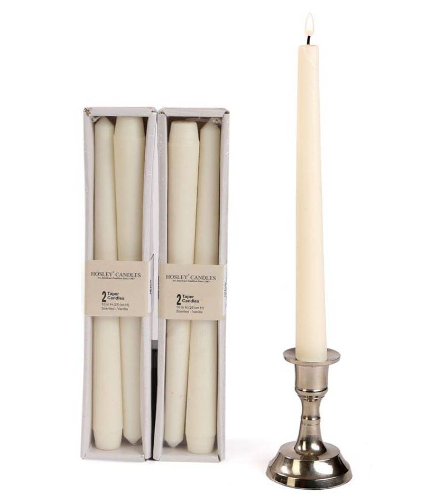     			Hosley White Tapered Candle - Pack of 4