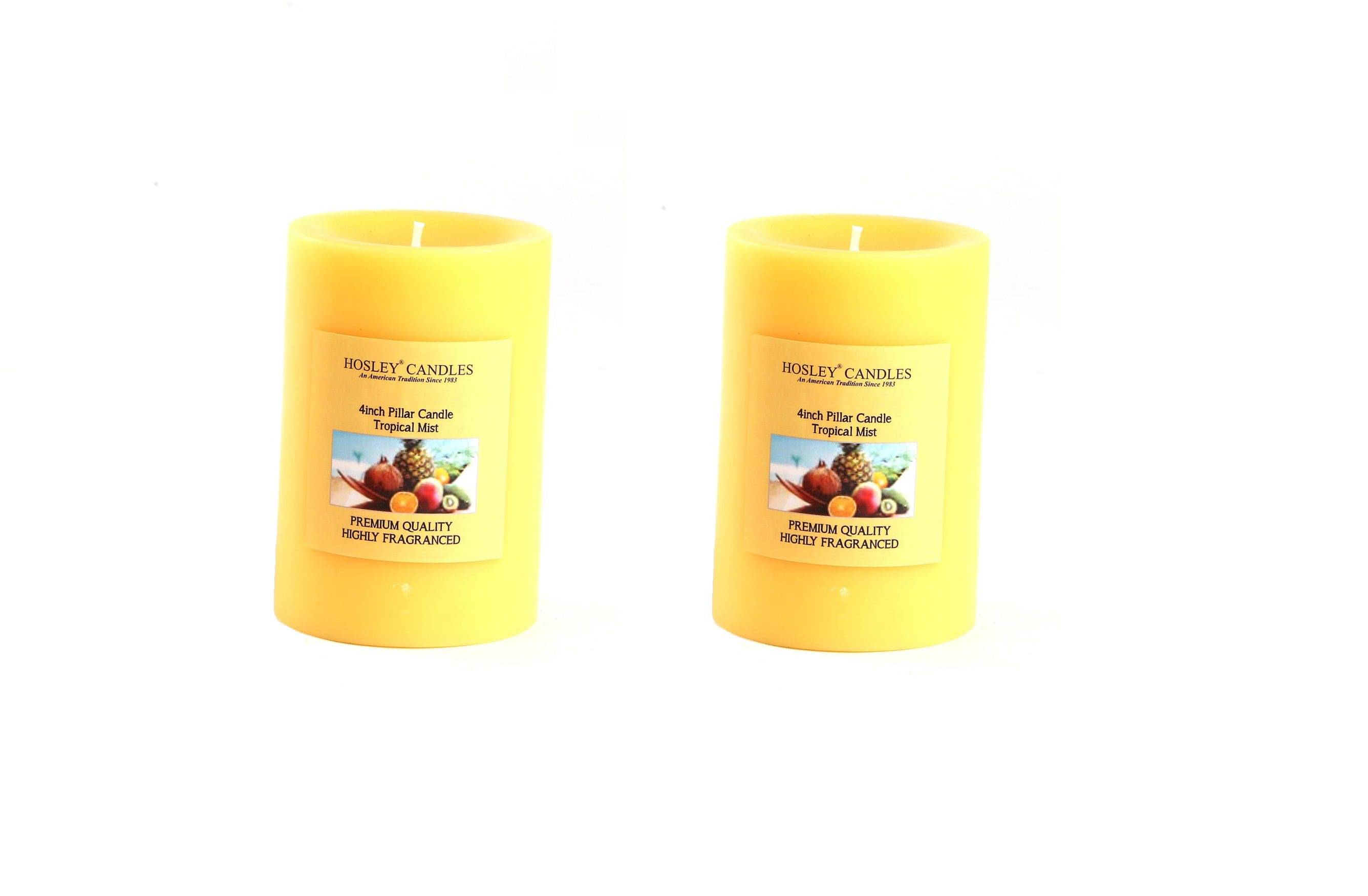     			Hosley Yellow Pillar Candle - Pack of 2
