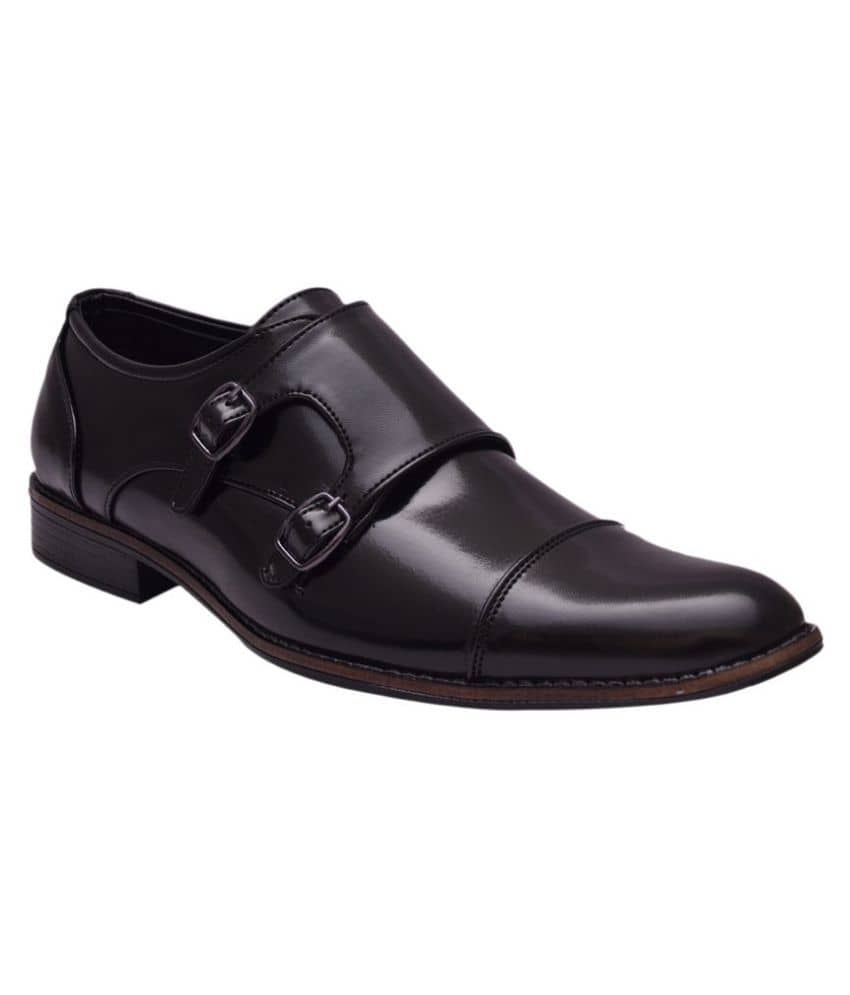 Sir Corbett Monk Strap Artificial Leather Black Formal Shoes - Formal Shoes | Buy online on ZillyBuy