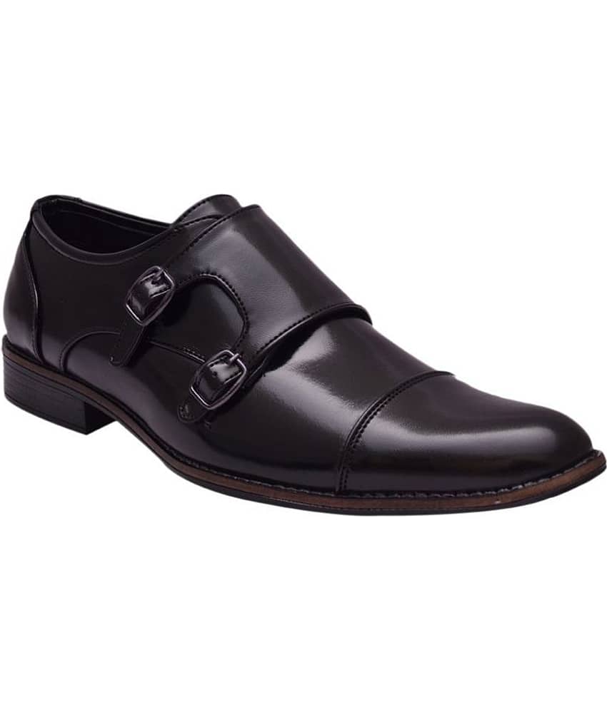 Sir Corbett Monk Strap Artificial Leather Black Formal Shoes - Formal Shoes | Buy online on ZillyBuy