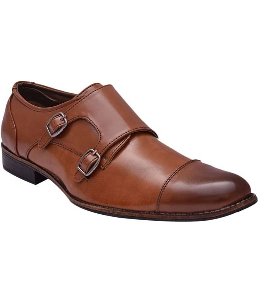Sir Corbett - Tan Men's Monk Strap Formal Shoes - Formal Shoes | Buy online on ZillyBuy