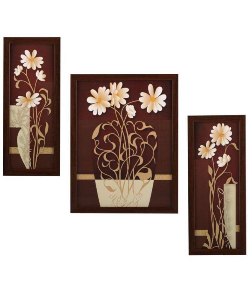 Indianara Floral Synthetic Painting With Frame