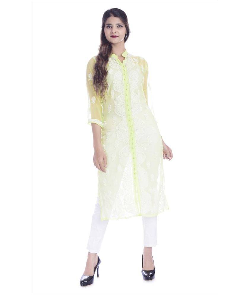 Raj Green Georgette Straight Kurti Raj Green Georgette Straight Kurti