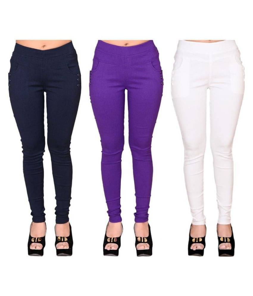     			FeelBlue Poly Cotton Jeggings - Multi Color