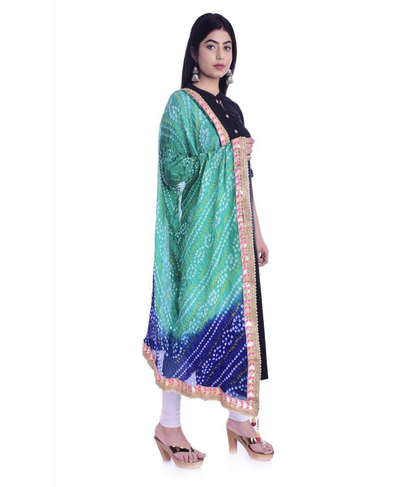 Apratim Green Art Silk Bandhej Dupatta     			Apratim Green Art Silk Bandhej Dupatta