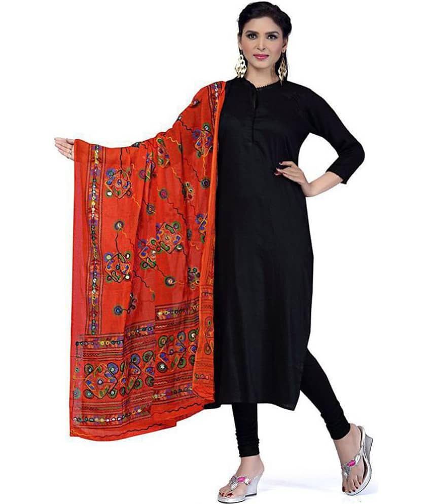 Apratim Orange Cotton Aari Embroidered Dupatta - Dupattas & Shawls | Buy online on ZillyBuy