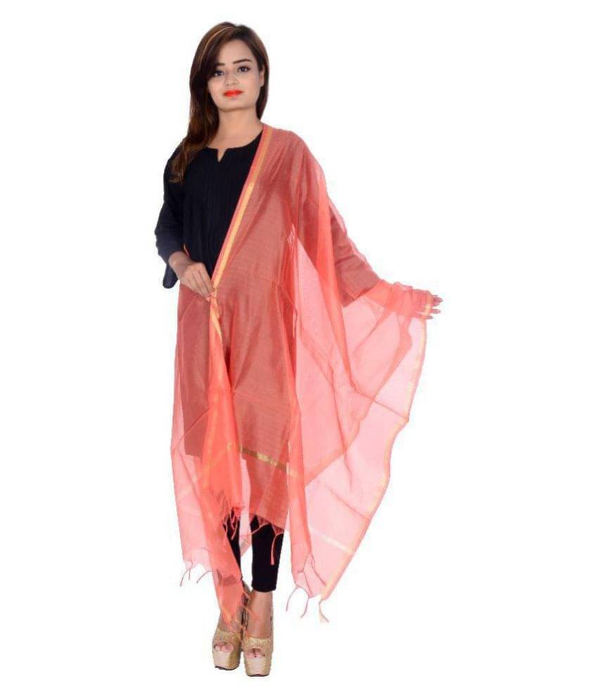 Apratim Peach Chanderi Banarasi Dupatta     			Apratim Peach Chanderi Banarasi Dupatta