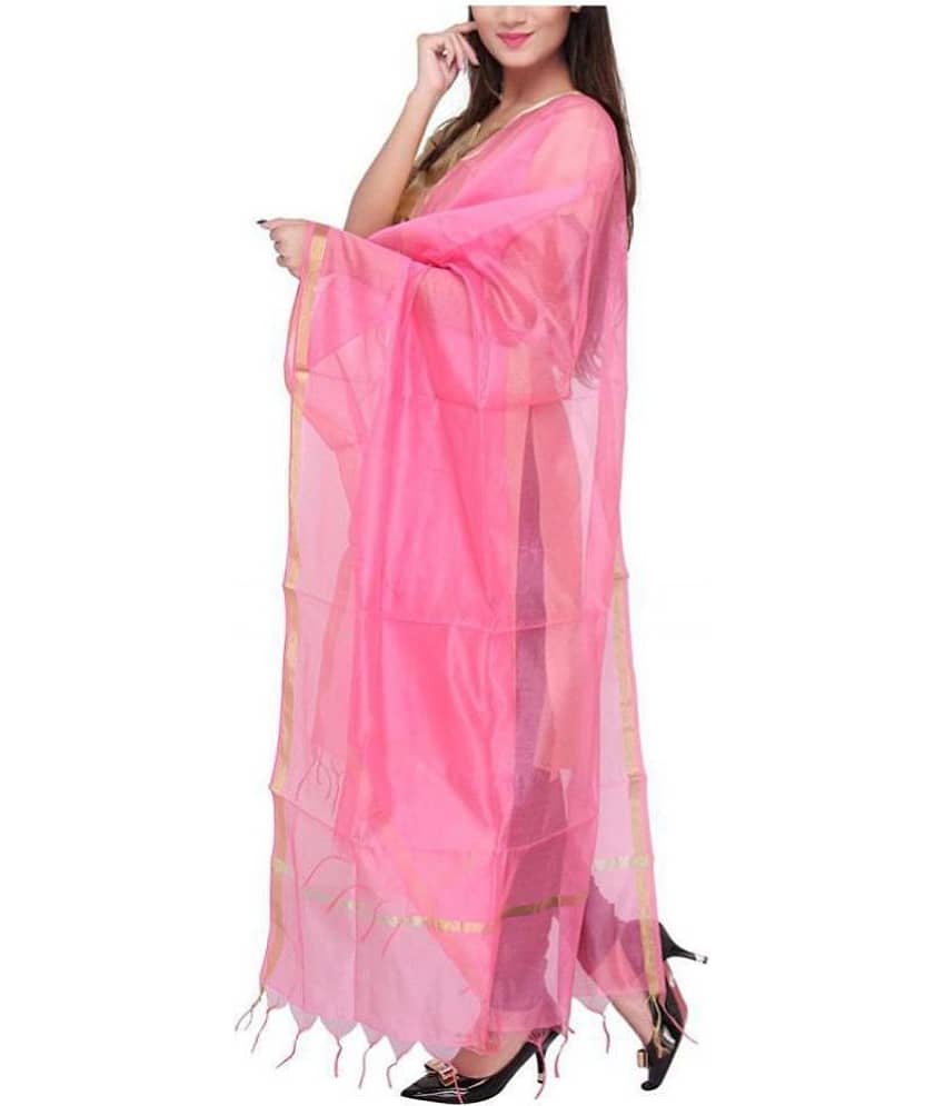 Apratim Pink Chanderi Dupatta - Dupattas & Shawls | Buy online on ZillyBuy