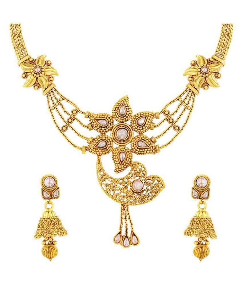 Asmitta Jewellery Copper Golden Contemporary Traditional Gold Plated Necklaces Set Asmitta Jewellery Copper Golden Contemporary Traditional Gold Plated Necklaces Set