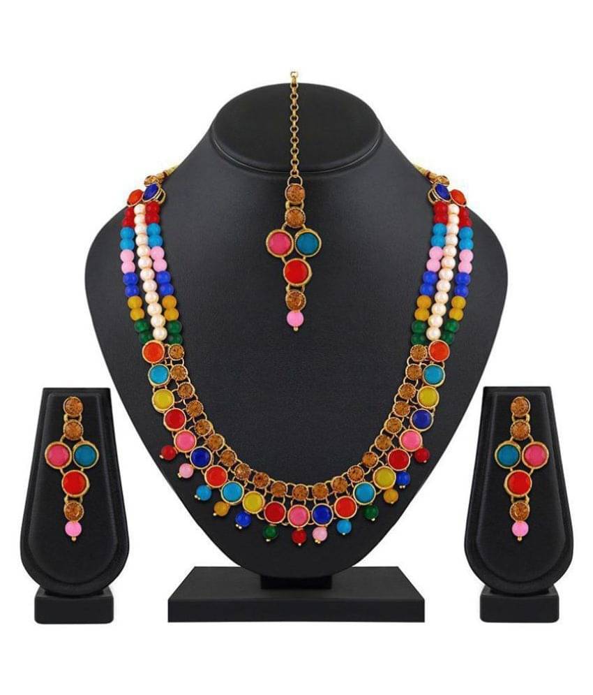 Asmitta Jewellery Zinc Golden Matinee Traditional Gold Plated Necklaces Set Asmitta Jewellery Zinc Golden Matinee Traditional Gold Plated Necklaces Set