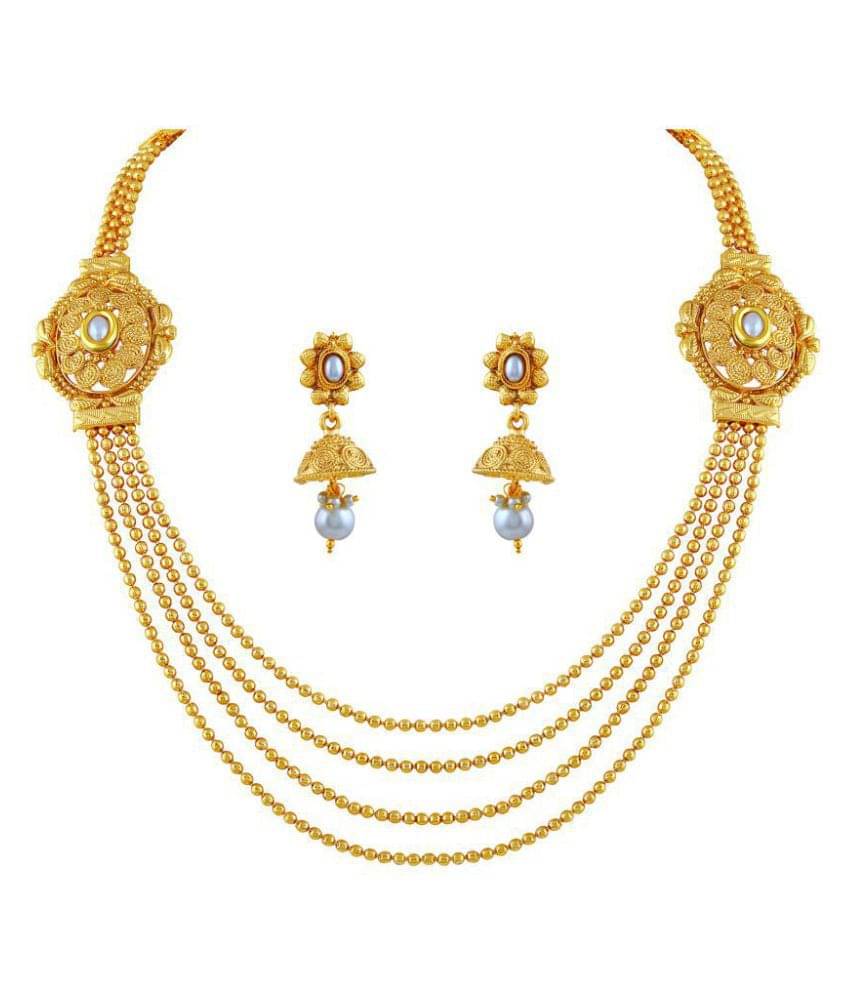     			Asmitta Jewellery Zinc Golden Rope Traditional Gold Plated Necklaces Set