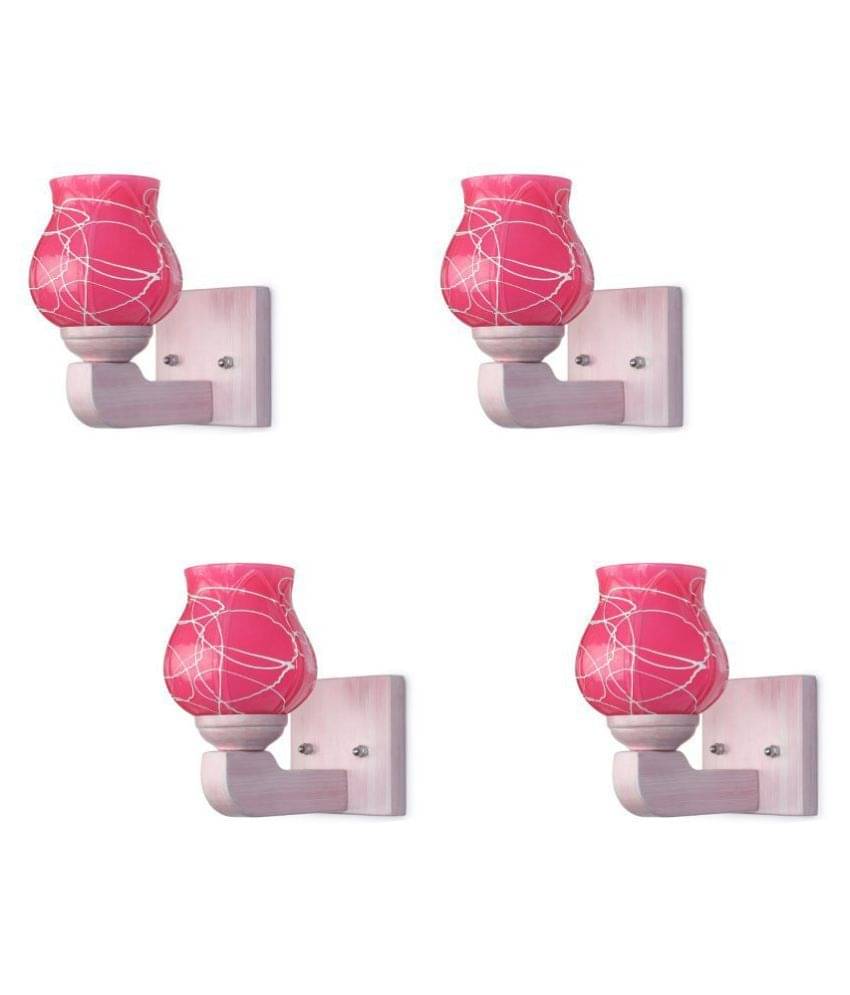     			Somil Decorative Wall Lamp Light Glass Wall Light Pink - Pack of 4