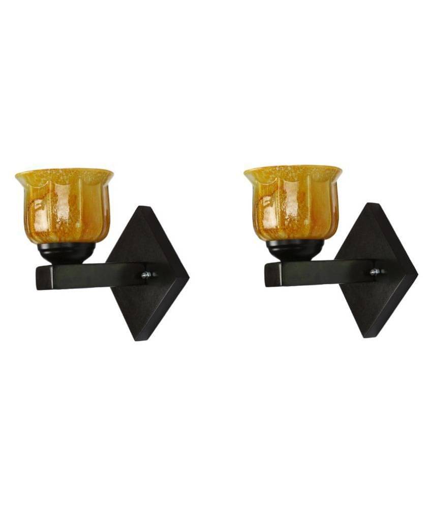     			Somil Decorative Wall Lamp Light Glass Wall Light Yellow - Pack of 2