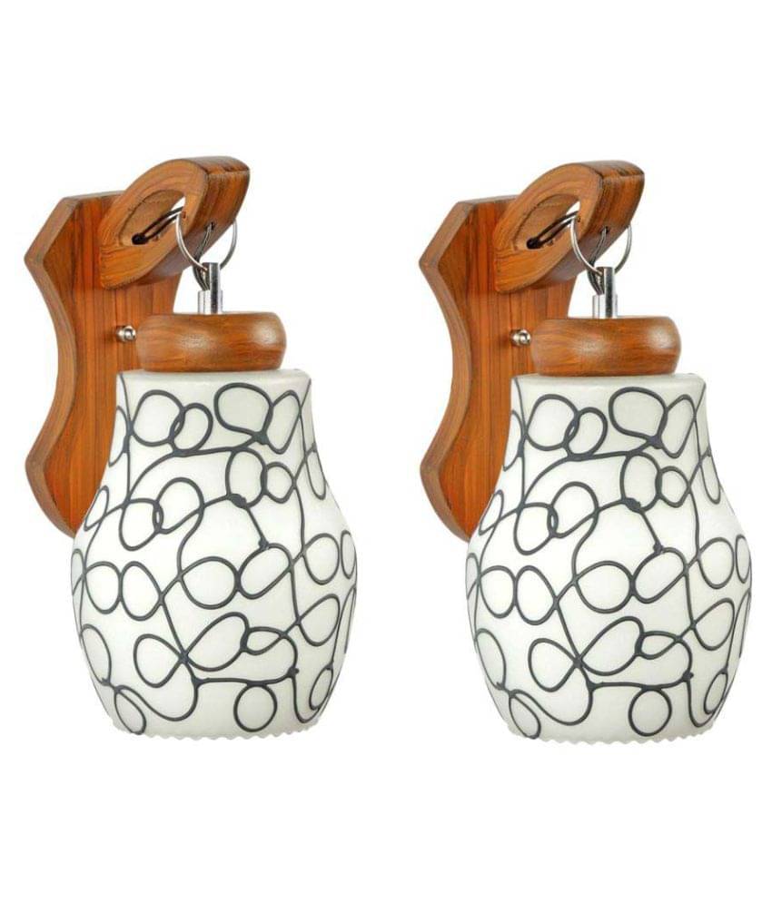     			Somil Decorative Wall Lamp Light Glass Wall Light White - Pack of 2