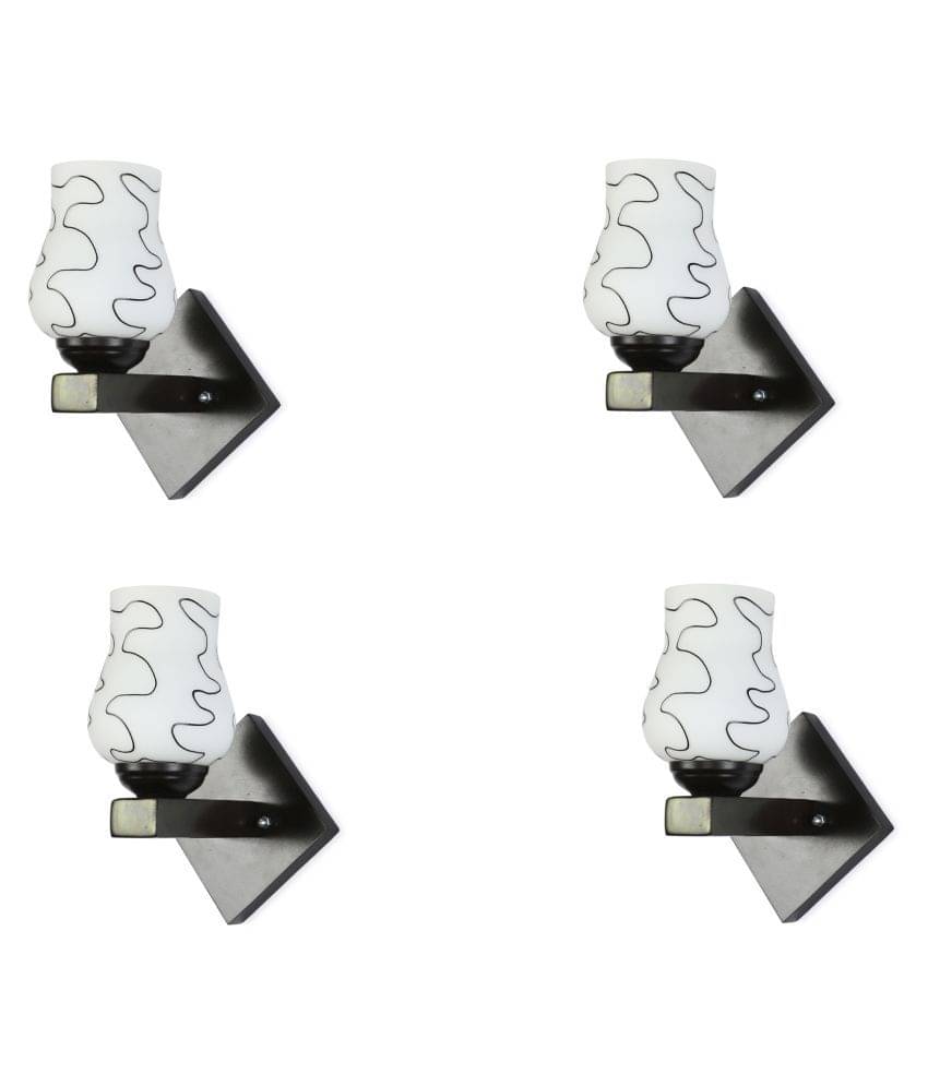    			Somil Decorative Wall Lamp Light Glass Wall Light Black - Pack of 4