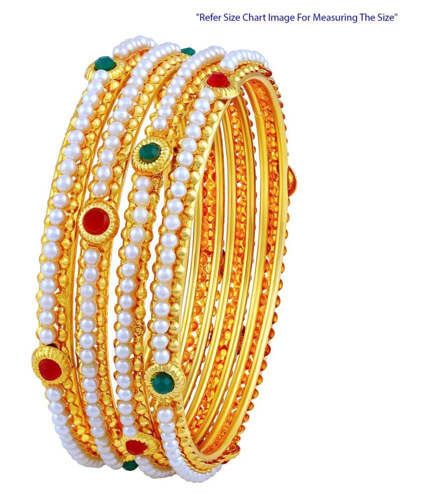 Asmitta Astonish Traditional Gold Plated Red & Green Stone Bangle Set For Women     			Asmitta Astonish Traditional Gold Plated Red & Green Stone Bangle Set For Women