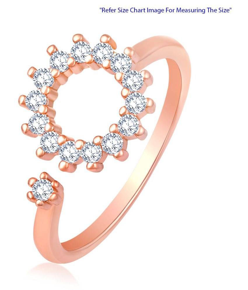 Asmitta Charming Designer Flower Shape Rose Gold Plated Ad Stone Finger Ring For Women Asmitta Charming Designer Flower Shape Rose Gold Plated Ad Stone Finger Ring For Women