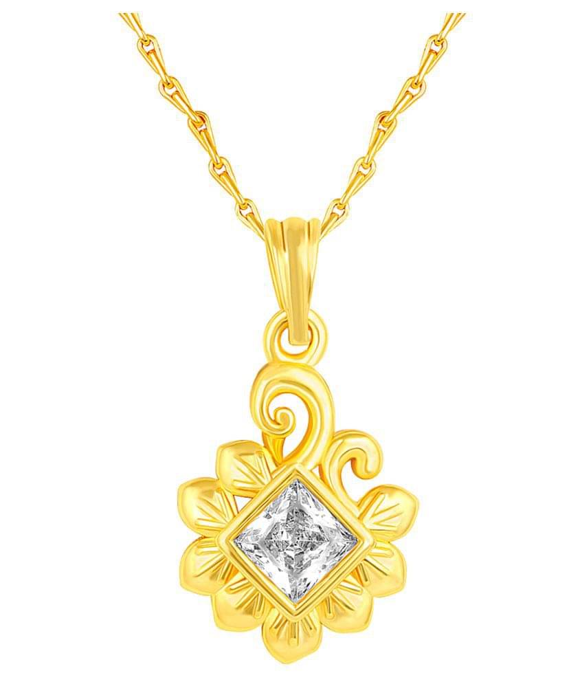Asmitta Classy Leaf design Gold Plated CZ Stone Pendant with Chain For Women Asmitta Classy Leaf design Gold Plated CZ Stone Pendant with Chain For Women