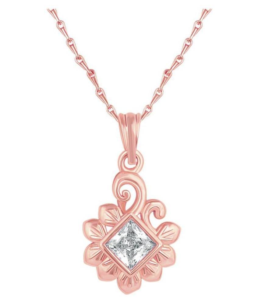 Asmitta Classy Leaf design Rose Gold Plated CZ Stone Pendant with Chain For Women Asmitta Classy Leaf design Rose Gold Plated CZ Stone Pendant with Chain For Women