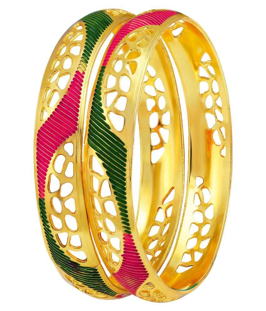     			Asmitta Cluster Meenakari Work Gold Plated Enamel Bangle For Women