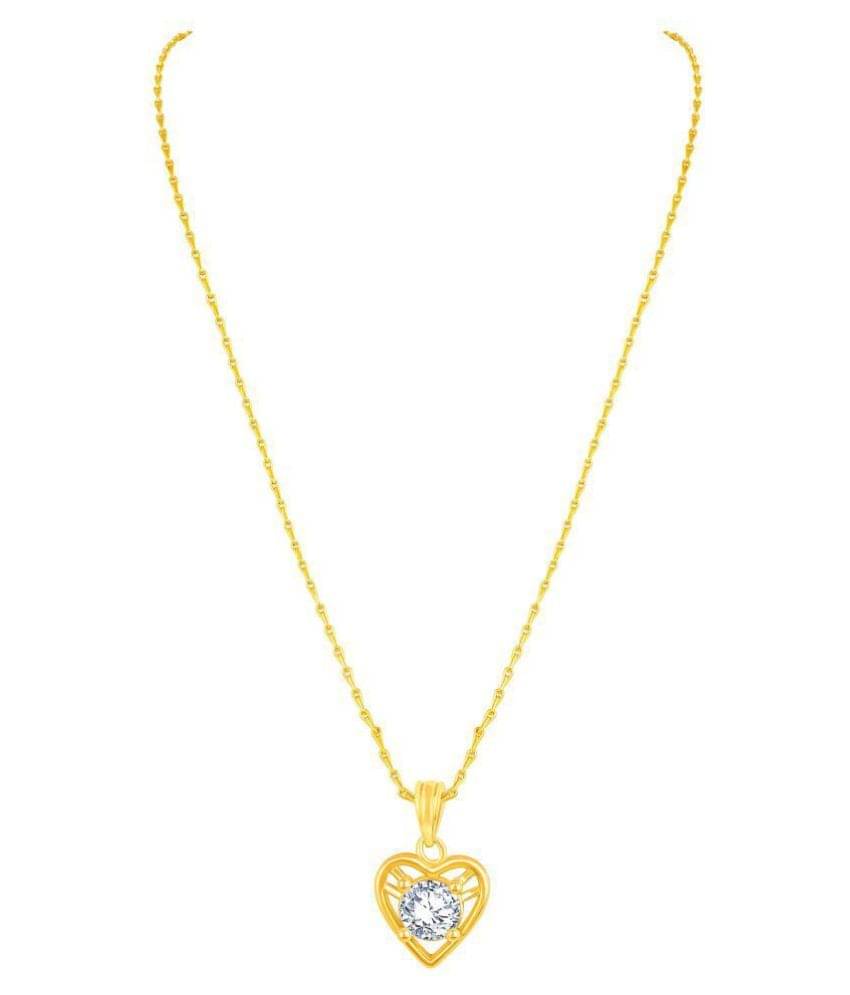 Asmitta Creative Designer Heart Shape Gold Plated CZ Stone Pendant with Chain For Women Asmitta Creative Designer Heart Shape Gold Plated CZ Stone Pendant with Chain For Women