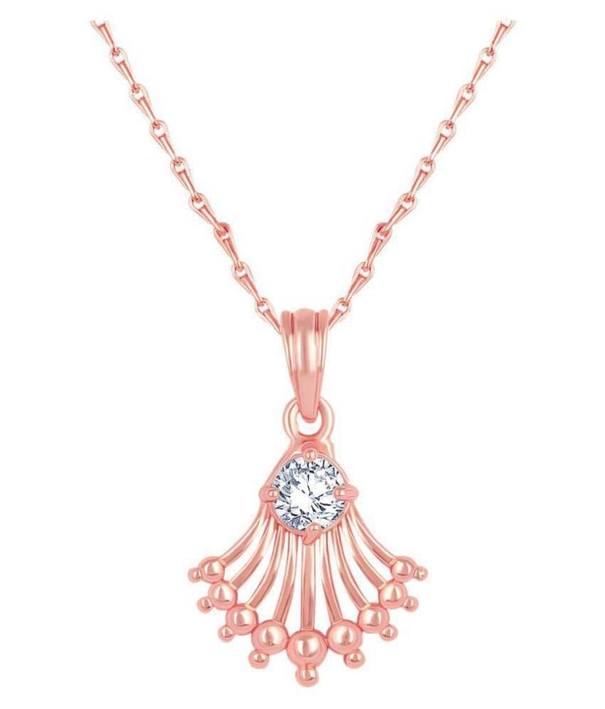 Asmitta Creative Designer Heart Shape Rose Gold Plated CZ Stone Pendant with Chain For Women Asmitta Creative Designer Heart Shape Rose Gold Plated CZ Stone Pendant with Chain For Women