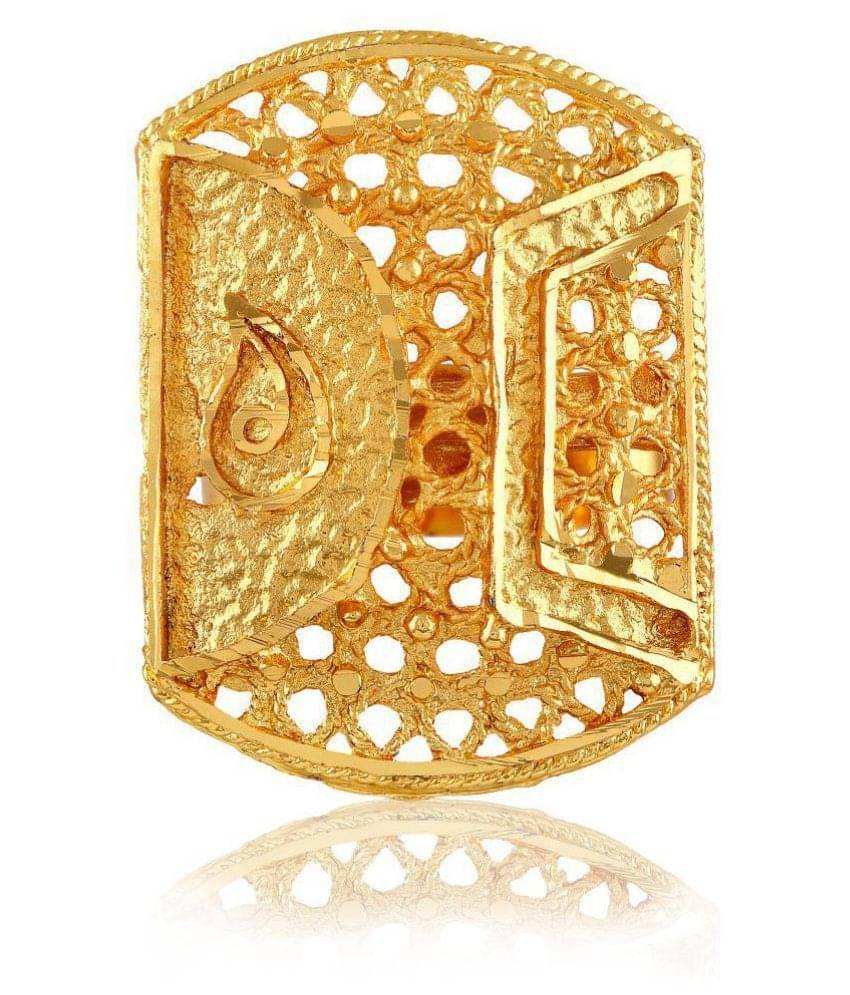 Asmitta Emerald Shape Gold Plated Finger Ring For Women Asmitta Emerald Shape Gold Plated Finger Ring For Women