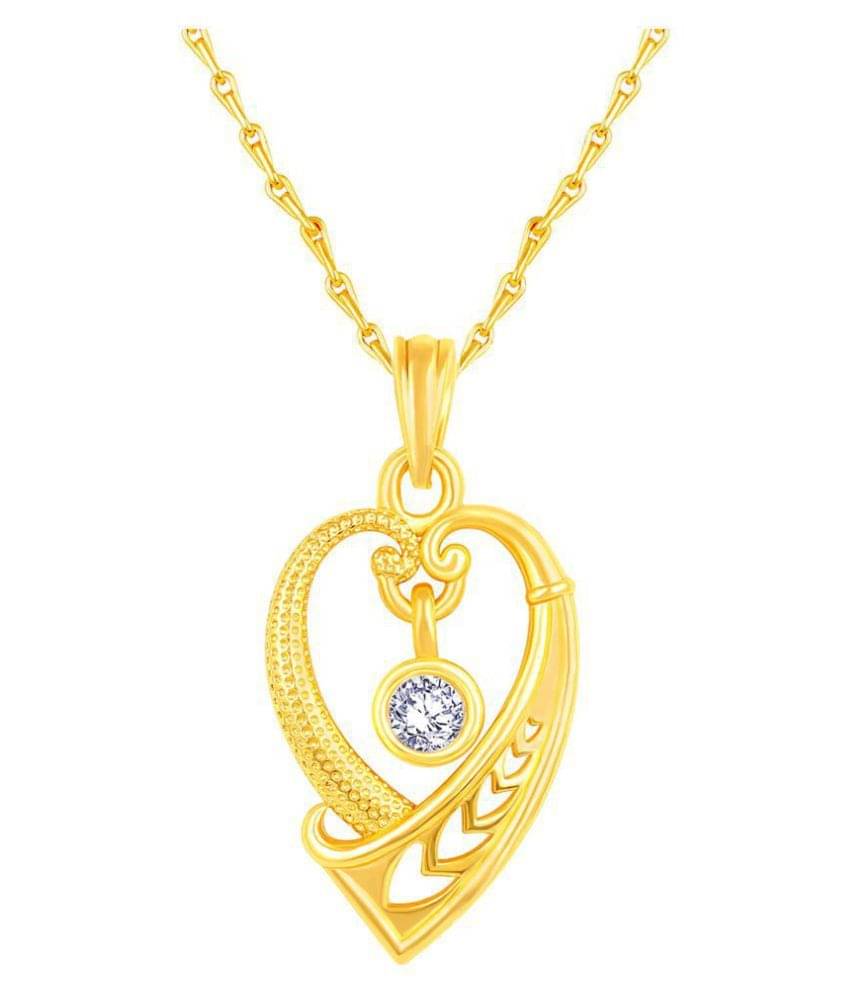 Asmitta Exclusive Heart Shape Gold Plated CZ Stone Pendant with Chain For Women     			Asmitta Exclusive Heart Shape Gold Plated CZ Stone Pendant with Chain For Women